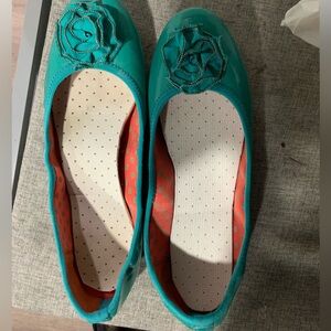 Lindsay Phillips Teal Floral Embellished Women's Shoes